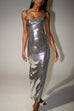 Rebadress Sleeveless Open Back Sequin Bodycon Maxi Party Dress