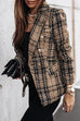 Rebadress Double Breasted Open Front Plaid Blazer Jacket