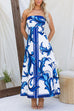 Rebadress Strapless Tube Unique Print Swing Maxi Dress