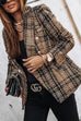 Rebadress Double Breasted Open Front Plaid Blazer Jacket