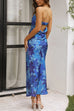 Rebadress Strapless Scooped Cowl Backless Floral Print Maxi Dress