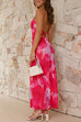 Open Back Cut Out Floral Print Maxi Cami Dress