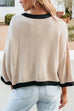 Rebadress Crewneck Drop Shoulder Color Block Knit Sweater