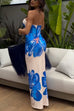 Strapless Tube Flower Print Bodycon Maxi Dress