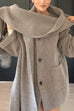 Rebadress Button Down Pocketed Winter Knit Coat with Scarf