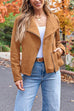 Rebedress Zip Up Pocketed Faux Suede Moto Jacket(in 7 Colors)