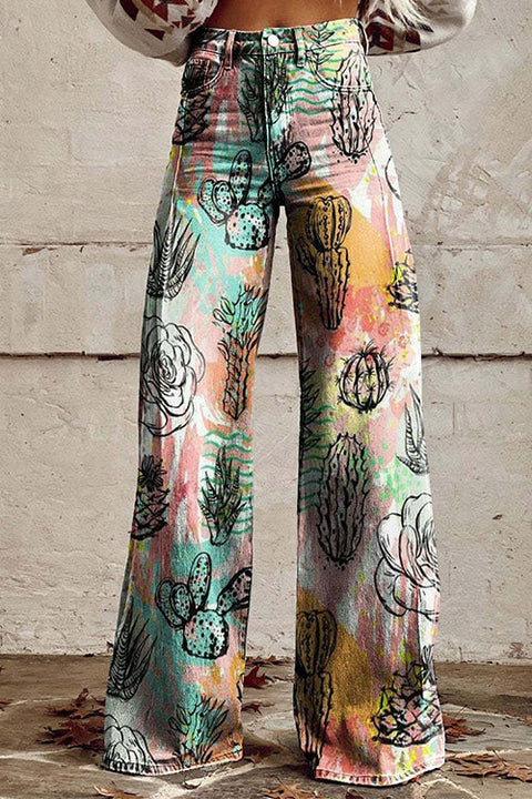 Rebadress High Waist Unique Print Wide Leg Pants