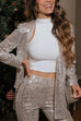 Chicest Open Front Glitter Sequin Blazer