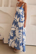 Rebadress Backless Ruffle Tiered Printed Maxi Cami Dress