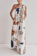 Rebadress Tie Knot One Shoulder Floral Print Maxi Dress