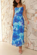 Spaghetti Strap Open Back Floral Print Maxi Dress