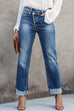 Rebadress High Waist Straight Leg Ripped Denim Pants