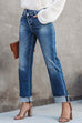 Rebadress High Waist Straight Leg Ripped Denim Pants