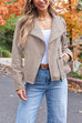 Rebedress Zip Up Pocketed Faux Suede Moto Jacket(in 7 Colors)