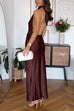 Rebadress Halter Backless Satin Maxi Party Dress