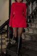 Rebadress Mockneck Long Sleeves Waisted Mini Dress