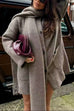 Rebadress Button Down Pocketed Winter Knit Coat with Scarf