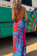 Rebadress Criss Cross Backless Tie Dye Maxi Cami Dress