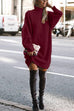 Rebadress Turtleneck Ribbed Knit Oversized Sweater Dress