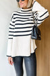 Rebadress Turtleneck Side Split Striped Sweater