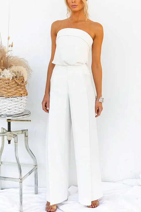 Chic Off Shoulder Tube Top Wide Leg Pants Set