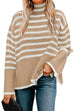 Rebadress Turtleneck Side Split Striped Sweater