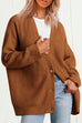 Rebadress Button Down V Neck Loose Ribbed Knit Cardigan