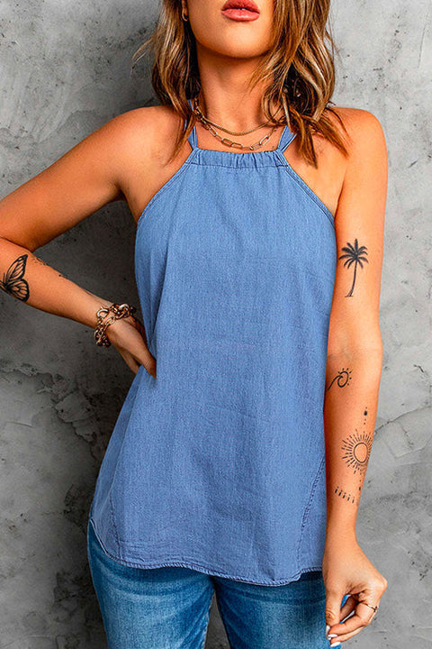 Rebadress Halter Solid Sleeveless Summer Top