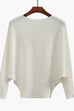 Rebadress Boat Neck Batwing Sleeves Ribbed Knit Sweater