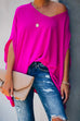 RD V Neck Batwing Short Sleeve Loose T Shirt