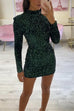 Mockneck Glam Sequin Bodycon Mini Party Dress