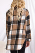 Rebadress Lapel Button Down Pockets Plaid Shacket Coat