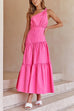 (4 Colors)Rebadress One Shoulder High Waist Tiered Maxi Dress