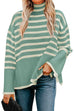 Rebadress Turtleneck Side Split Striped Sweater