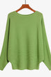 Rebadress Boat Neck Batwing Sleeves Ribbed Knit Sweater