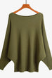 Rebadress Boat Neck Batwing Sleeves Ribbed Knit Sweater