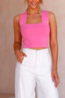 Rebadress Square Collar Slim Crop Tank Top