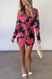 Long Sleeves Tie Knot Waisted Printed Mini Dress