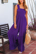 Rebadress Wide Straps Smocked High Waist Ruffle Wide Leg Jumpsuit