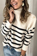 Rebadress Turtleneck Striped Loose Pullover Tops(in 3 Colors)