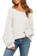 Rebadress Batwing Long Sleeves Ribbed Knit Tunic Sweater