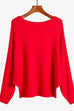 Rebadress Boat Neck Batwing Sleeves Ribbed Knit Sweater