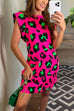 Rebadress Short Sleeve Cute Mini Leopard Dress