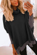 Rebadress Cowl Neck Color Block Side Split Sweatshirt