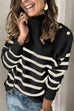 Rebadress Turtleneck Striped Loose Pullover Tops(in 3 Colors)