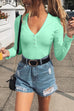 Rebadress Buttoned V Neck Long Sleeves Bottoming Shirt