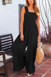 Rebadress Wide Straps Smocked High Waist Ruffle Wide Leg Jumpsuit