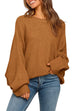 Rebadress Batwing Long Sleeves Ribbed Knit Tunic Sweater