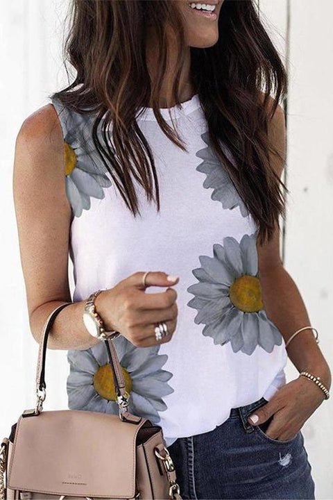 Rebadress Beccy Sunflower Printed Tank Tops