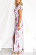 Deep V Neck Backless Slit Floral Print Satin Maxi Dress